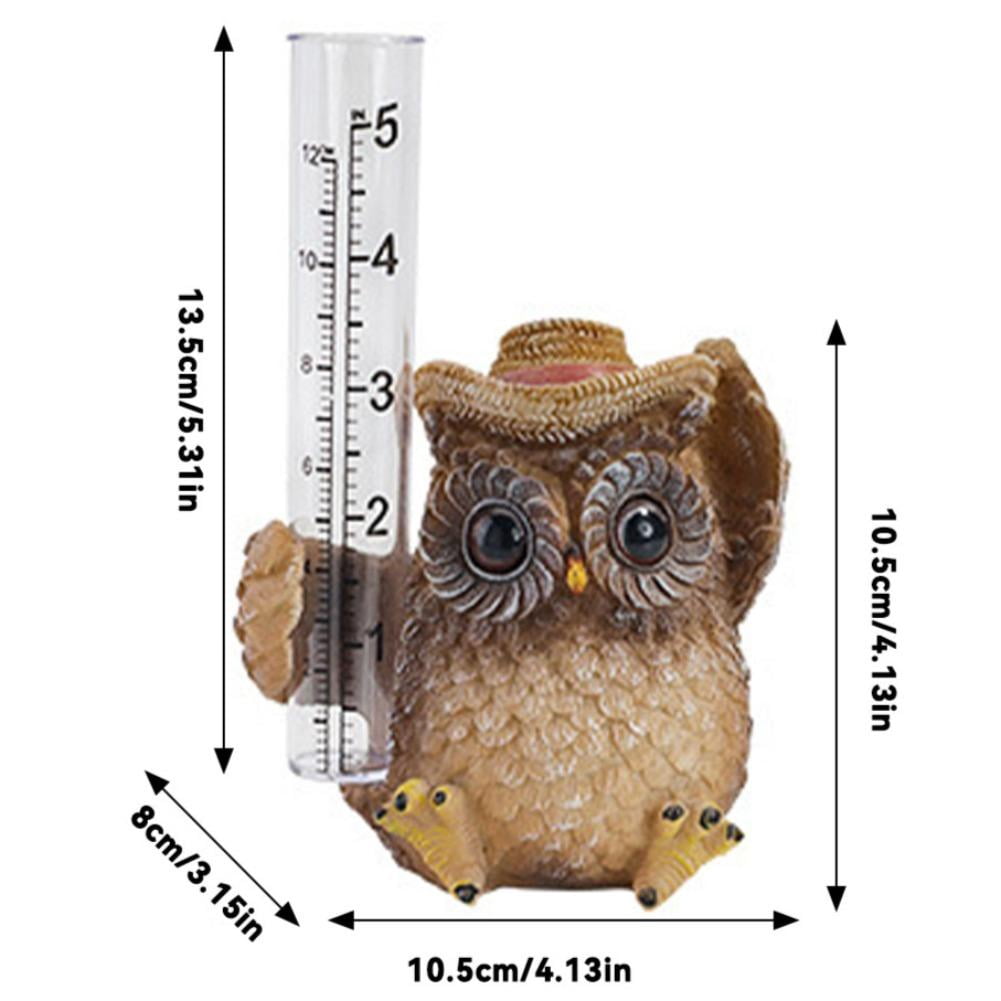 Melvexa Outdoor Rain Gauge Garden-Patio Yard Ornament with Tube Bridge Collection Owl Raingauge Yard Decoration(2PC))