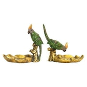 Sterling Industries Tropical Dish - Set of 2, Polished Brass/Green Finish