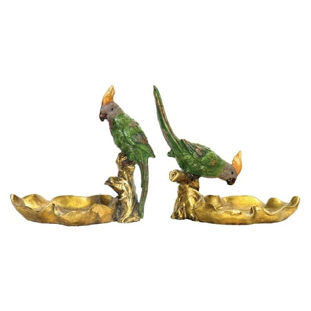 Sterling Industries Tropical Dish - Set of 2, Polished Brass/Green Finish