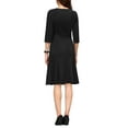 thumbnail image 3 of INSPIRE CHIC Women's Fishtails Dress with Brooch 3/4 Sleeve Boat Neck Funeral Dress with Belted S Black, 3 of 5