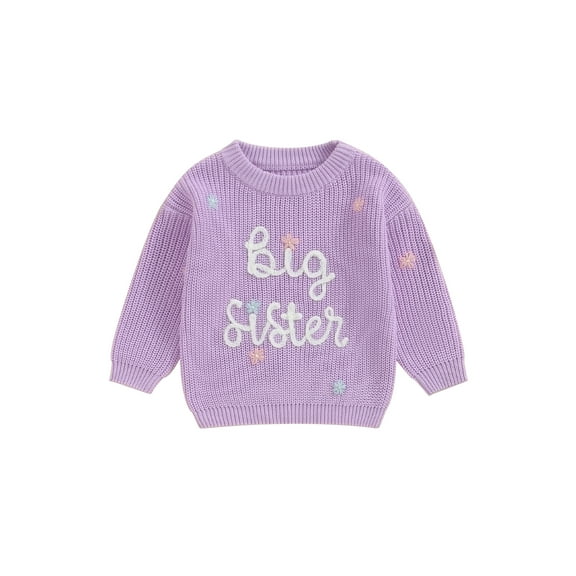 Big Sister Little Sister Matching Outfits Toddler Baby Girl Chunky Knit Sweater Winter Warm Sweatshirt Knitted Pullover Top Clothes