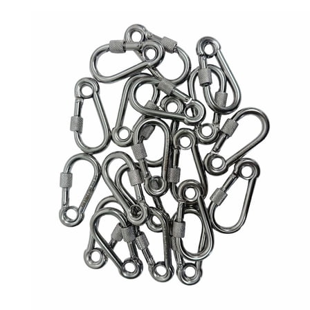 20 PCS 316 Stainless Steel 1/4" Carabiner Spring Snap Hook Eyelet & Screw 250 LB Cap