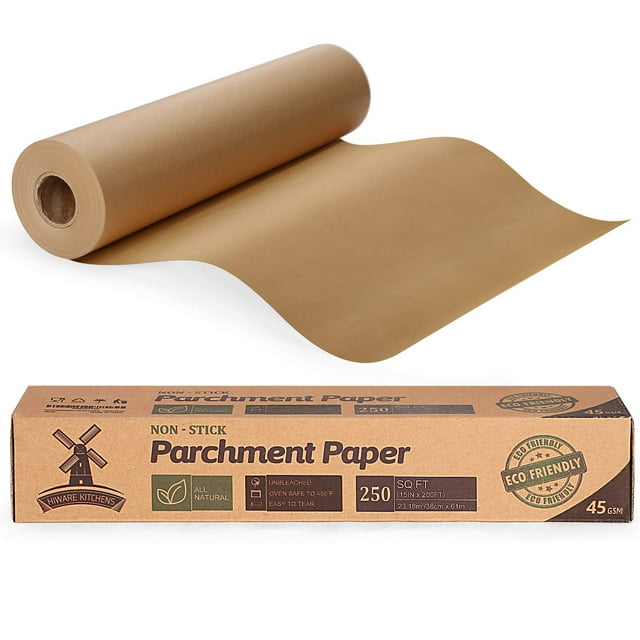 Rollo de papel pergamino para hornear HIWARE sin blanquear, 45 g/m², 250 ml