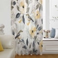 thumbnail image 6 of Yellow Grey Botanical Sheer Curtains 45 Inches Long, Spring Floral Birds Watercolor Light Filering Curtains, Breathable Simi Curtain Privacy Drapes for Kitchen Bathroom Small Window Treatment, 6 of 9