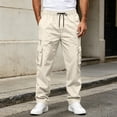 thumbnail image 5 of WAENQINLA Men's Elastic Drawstring Waist Straight Leg Cargo Pants Outdoor Hiking Fitness Casual Long Trousers with Multi-Pockets M-3XL, 5 of 9
