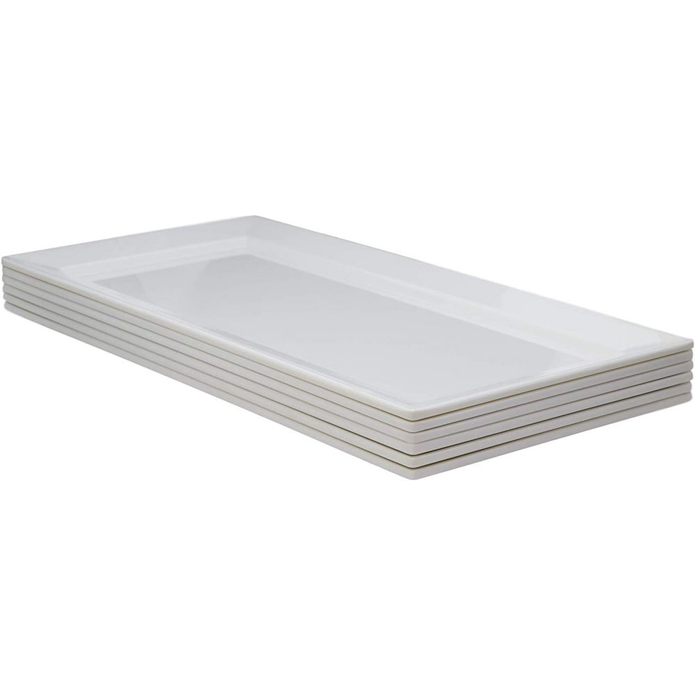14"L White Melamine Modern Rectangular Serving Plates or Dish Platters