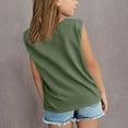 thumbnail image 3 of Inglocry Girls Summer Casual Tops Short Sleeve Textured T Shirts Cute Comfy Tees Summer Fashion Summer Tops For Teens Mint Green 7-8Y, 3 of 4