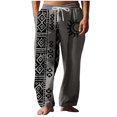 thumbnail image 2 of Pantalones largos para hombre, cintura elástica, transpirables, cómodos, suaves, informales, de playa, de poliéster., 2 of 5
