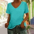 thumbnail image 3 of Mittory Women Casual Deep V Neck T Shirts Summer Short Sleeve Fashion Loose Solid Color Tops Tee, 3 of 6