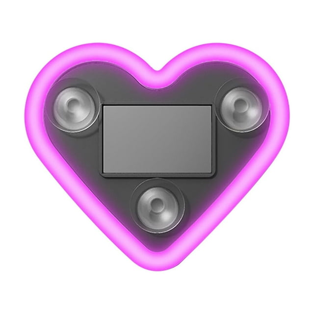 A 2Pcs Car Solar Window Peach Heart Light Car Interior Decoration Light Heart Shaped Neon Light Acrylic Material Set Of 2 With Charging Cable And Suction Cups Style A