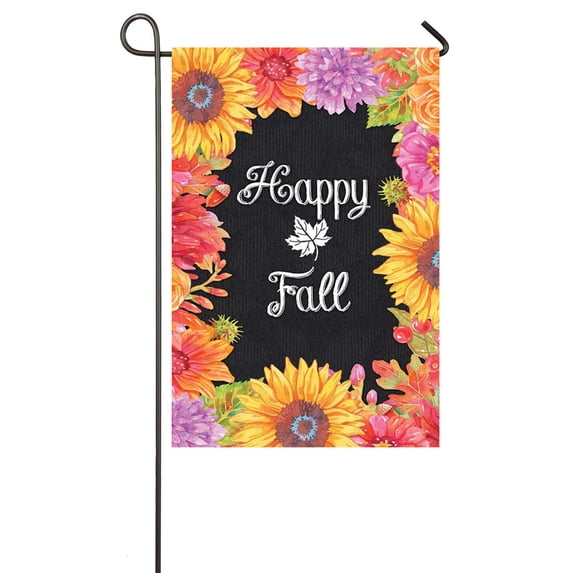 Happy Fall Flower Bouquet Garden Flag
