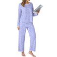 thumbnail image 4 of MINTREUS Pajamas for Women Set 2 Piece Lounge Set Long Sleeve Pjs Long Pants Sleepwear with Pockets, 4 of 9