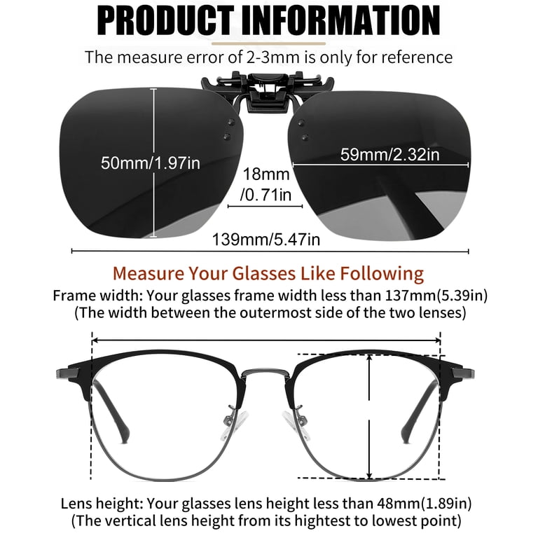 Joopin Polarized Clip-On Sunglasses, Black photo 6