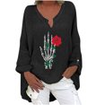 thumbnail image 1 of Moda Mujer Camiseta de manga larga Otoño Frente abierto Prendas de abrigo sueltas Impresión Blusa Abrigo Tops Pompotops FGAJ14552, 1 of 5