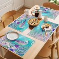 thumbnail image 5 of Teal Pink Birds Placemats Set of 6 Abstract Watercolor Flower Leaf Branch Place Mats Indoor Wipeable Table Mats Washable Cloth Dining Table Placemats for Kitchen Holiday Party Home Decor 13x19 Inch, 5 of 9
