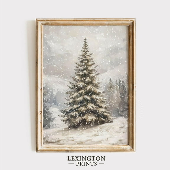 Zuno Vintage Christmas Tree Print, Winter Printable Wall Art Farmhouse Print, Christmas Prints Winter Wall Art Holiday Home Decor Christmas 871- Wall Art Print, 8x12 UNFRAMED