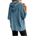 thumbnail image 7 of Gamivast Velvet Hoodie Pullover for Women Sweatshirts Half Sleeve Drop Shoulder Drawstring Velour Tops Casual Loose Fit Comfy Y2K Fall Loungewear Blue M, 7 of 7