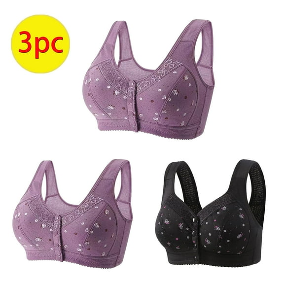 Itsame 3 Pack Everyday Sports Bra Set womens Full Support Bra Comfortable Breathable Wireless Comfort Bralette Set Purple Size 3XL
