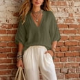 thumbnail image 5 of Women's Solid Color Half Sleeve Collared Mini Dress Casual Summer Dress, 5 of 9