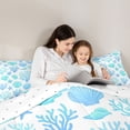 thumbnail image 4 of Manfei Blue Coral Seashell Starfish Full Size Comforter Sets for Kids Boys and Girls, Coastal Sealife Bedding Sets, Reversible 3 Pieces, 1 Comforter and 2 Pillowcases, 4 of 6