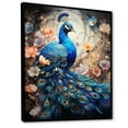 thumbnail image 2 of Designart "Dance of the Peacock Blue Coral Indian Art I" Animals Floater Framed Canvas Print, 2 of 7