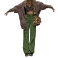 thumbnail image 1 of Verde S (con video) nueva ropa de mujer Bellezas callejeras europeas y americanas pantalones anchos de pana de estilo retro monos pantalones rectos, 1 of 8
