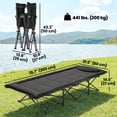thumbnail image 2 of Folding Camping Cot for Adults, 78.7" x 31.5" Padded Outdoor Bed with Integrated Headrest, Heavy Duty Metal Frame, Water-Repellent Oxford Fabric, Black, for Camping and Patio, 2 of 7