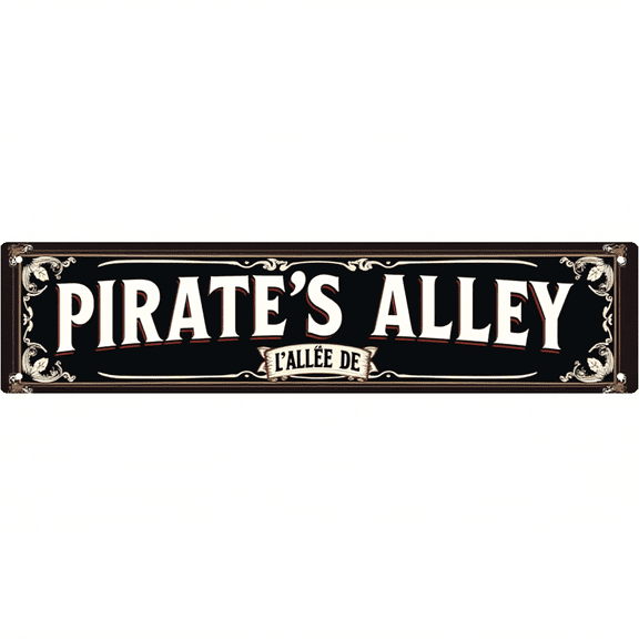 Decorative Tin Signs 16*4 Inches "Pirate's Alley" Funny Room Decor, Man Cave Decor, Vintage Room Decor Ideal for Man Cave, Garage, Living Room