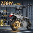 thumbnail image 3 of DTTZH 750W Folding Electric Bike for Adults, 28 MPH, 60 Miles, 48V/15Ah Removable Battery, 14" Tires Ebike, Electric Mini Bike, UL 2849 Certified, 3 of 9