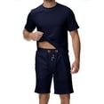 thumbnail image 4 of Satankud Men's Shirt and Shorts Set 2 Pieces Set Short Sleeve Summer Tracksuits Sets with Pockets Causal Jogging Sports Sweatsuit for Men 2 Piece Outfits Navy XL, 4 of 7