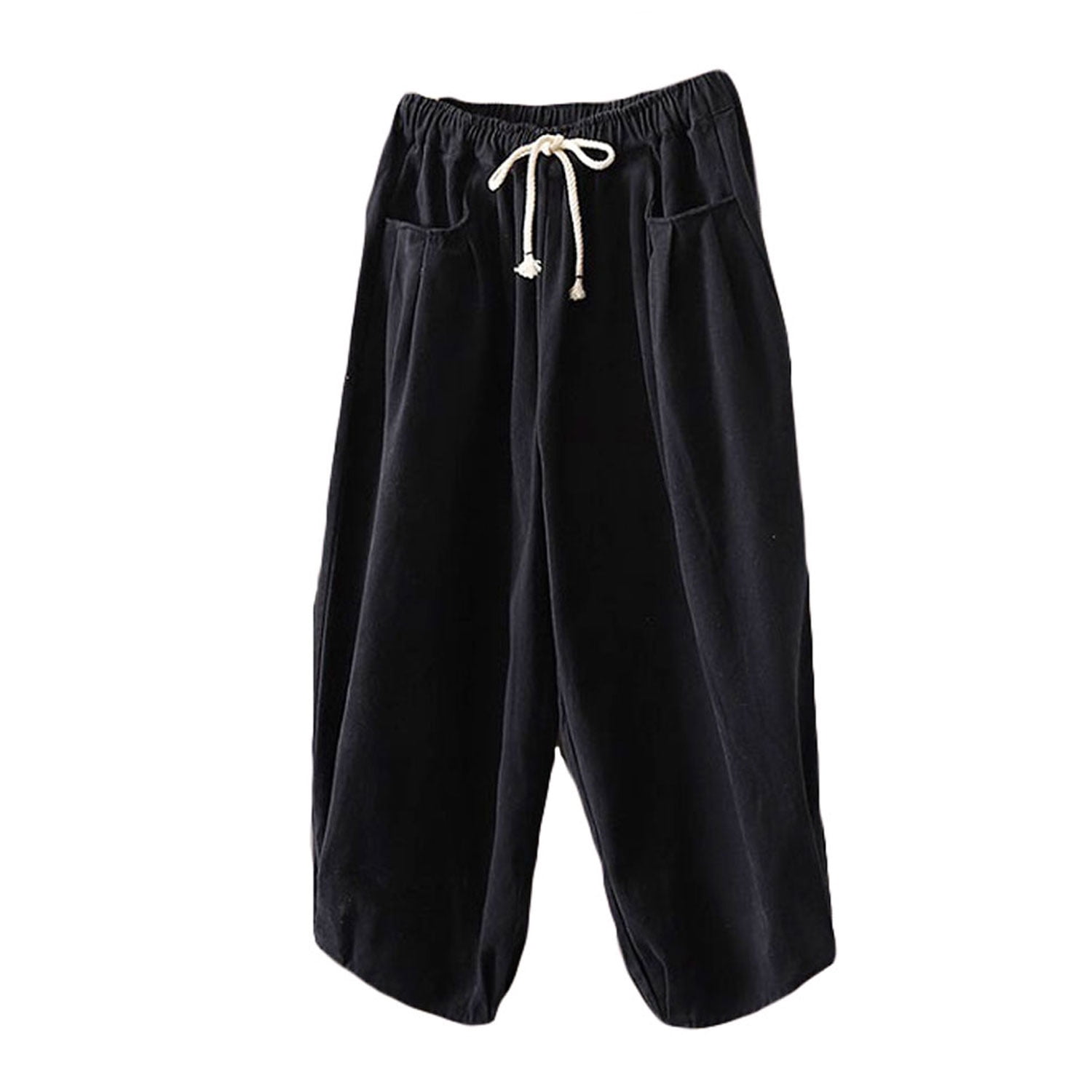 Mordenmiss Women's Baggy Drawstring Pants Wide Leg Pants Casual Elastic