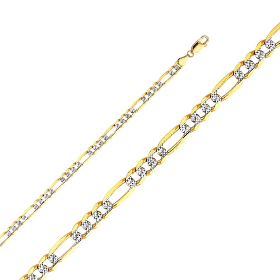 Dimaya Fine Jewelry 14K Two-Tone Gold 4.6-mm White Pave Light Figaro Chain Necklace (20 inch)
