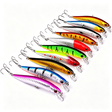 BESTSKY 10Pcs Saltwater Fishing Lures Fishing Lures – Life-Like Swimbait Minnow Hard Lure Bass Trout Baits Kit Topwater Hard Baits Crankbait Swimbait for Saltwater Freshwater