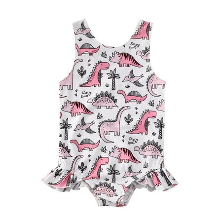 

Licupiee Infant Toddler Baby Girl Ruffled Swimsuit One Piece Sleeveless Folds Backless Swimwear Bikini Bathing Suit