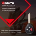thumbnail image 7 of CCIYU X 2 Flip Key Fob with Key Blade 4 buttons Replacement for 2008 2009 2010 for Toyota Corolla Series with FCC ADP12514901S, 7 of 7