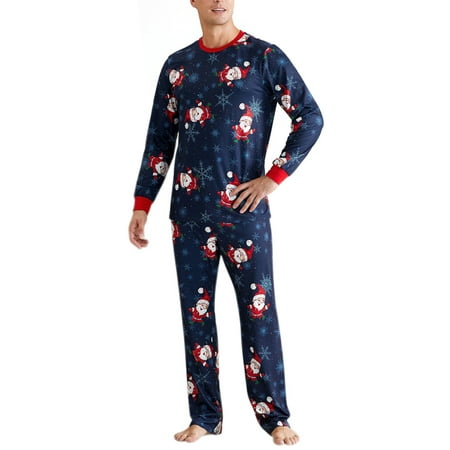 

Sanviglor Mommy Dad Child Xmas Sleepwear Elastic Waist Christmas PJ Sets Long Sleeve Nightwear Two Piecec Home Pajamas Set Festival Dad XXL