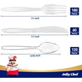 thumbnail image 2 of 360 Count Clear Plastic Silverware Heavy Duty-180 Forks, 120 Spoons, 60 Knives, Heat Resistant Plastic Cutlery, Disposable Utensils Set for Parties, Events, Everyday Use, 2 of 4