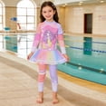 thumbnail image 2 of lnmuld Kids Youth Girls 2 Piece Swimwear Set - Cute Cartoon Print Sun Bathing Outfit Color:Pink2,Size:6-7 Years, 2 of 3