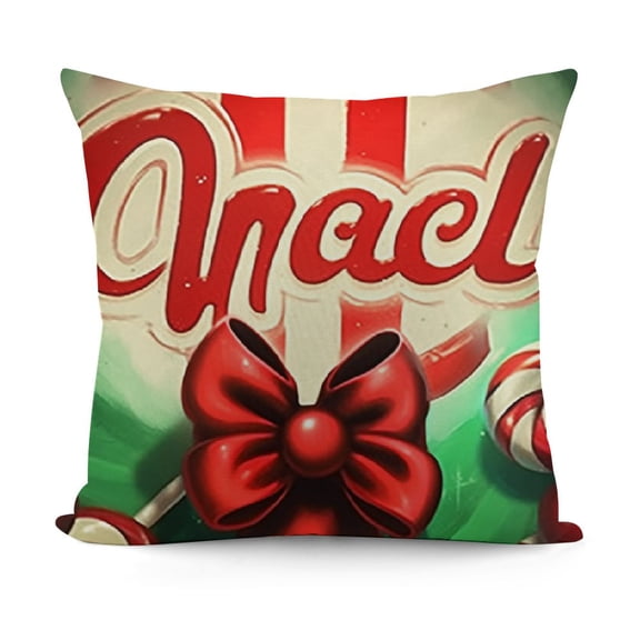 YINGXI Merry Christmas Mouse Decorative Throw Pillow Covers, Wreath Red Green Bow Cushion Case Decor, Winter Holiday Farmhouse Home Sofa Couch Decoration 12x12in