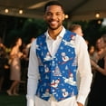 thumbnail image 4 of Yuyamidu Blue Christmas Mens Suit Vest Business Snowman Casual Dress Waistcoat Vest Size L Xmas Tree Formal Wedding Vests for Suits or Tuxedo, 4 of 7