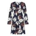 thumbnail image 5 of CHGBMOK Women's Midi Dress Long Sleeve Loose Fit Dresses Casual Crew Neck Print Dresses, 5 of 7
