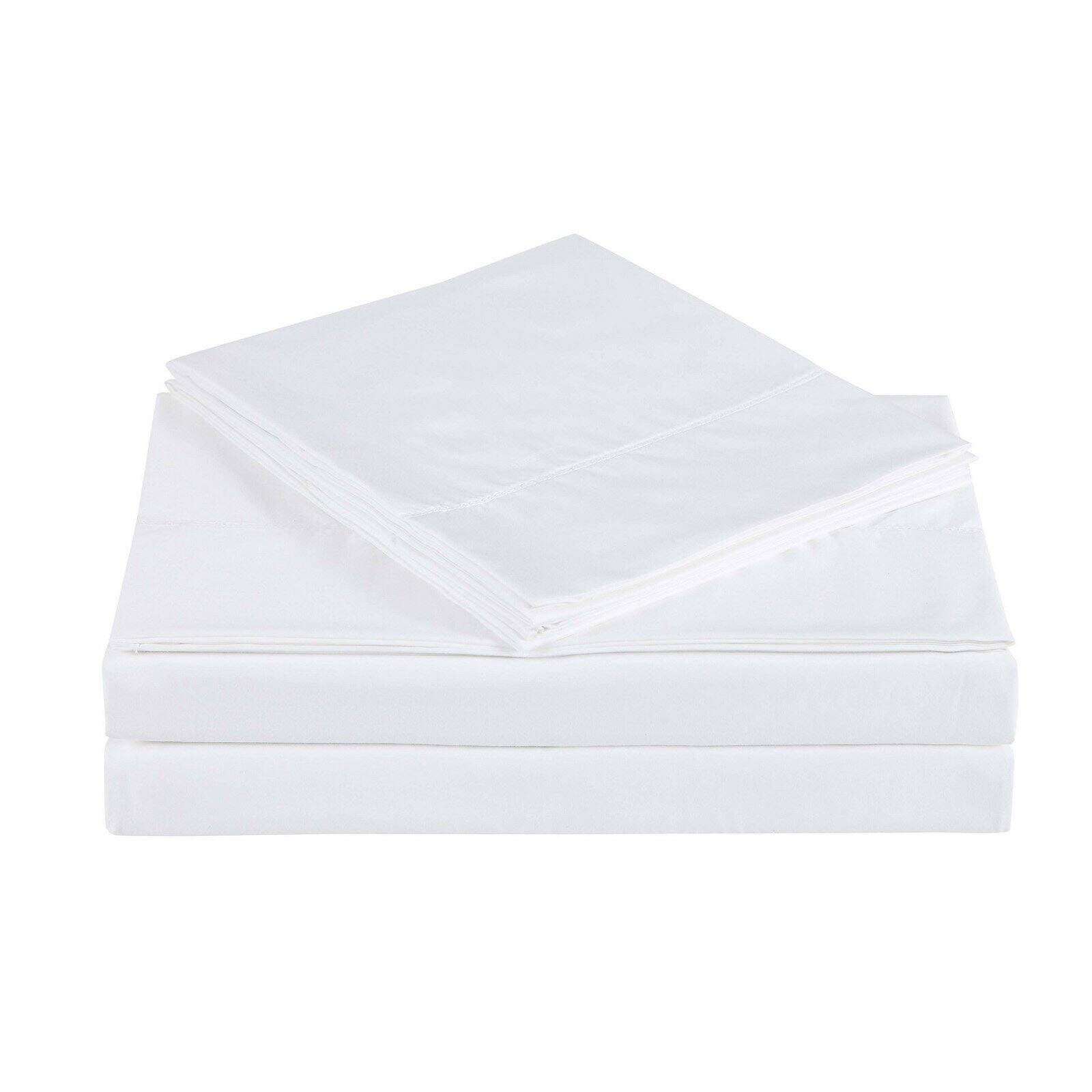 610 Thread Count Cotton Solid Bright White Queen Sheet Set by Charisma