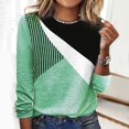 thumbnail image 2 of Chemise Femme Compression Manches Longues Mode Ample Rayée Imprimée Décontractée Col Rond T-Shirt Adulte Vêtements Femme Vert Taille m, 2 of 5