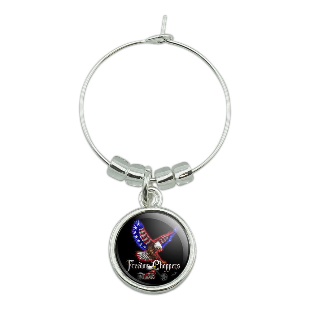 Details about   USA American Wavy Enamel Flag & Crystals Beverage Wine Glass Charms 