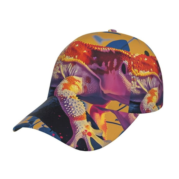 Kdxio Unisex Colorful Gecko Jungle Art Pattern Baseball Cap Unisex Washed Classic Adjustable Hat