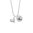 thumbnail image 2 of Delight Jewelry Silvertone White Ice Skates Silvertone Script Initial Disc - K - Charm Necklace, 20"+3", 2 of 4