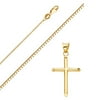 Solid 14K Fine Gold Box Chain Cross Pendant Necklace - Choose Chain Length and Width (20.0, Box Chain - 1.0mm)