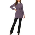 thumbnail image 2 of Abrigo de ante sintético de doble botonadura con solapa de muesca para mujer INSPIRE CHIC en gris púrpura, 2 of 7