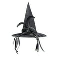 thumbnail image 4 of Halloween Witch Hat Costume Witches Hats for Women attached with Roses & Feathers Accessories Pumpkin Orange Sequins Spider web Ghost Pattern Halloween Party Costume Hat 16 Inch, 4 of 9
