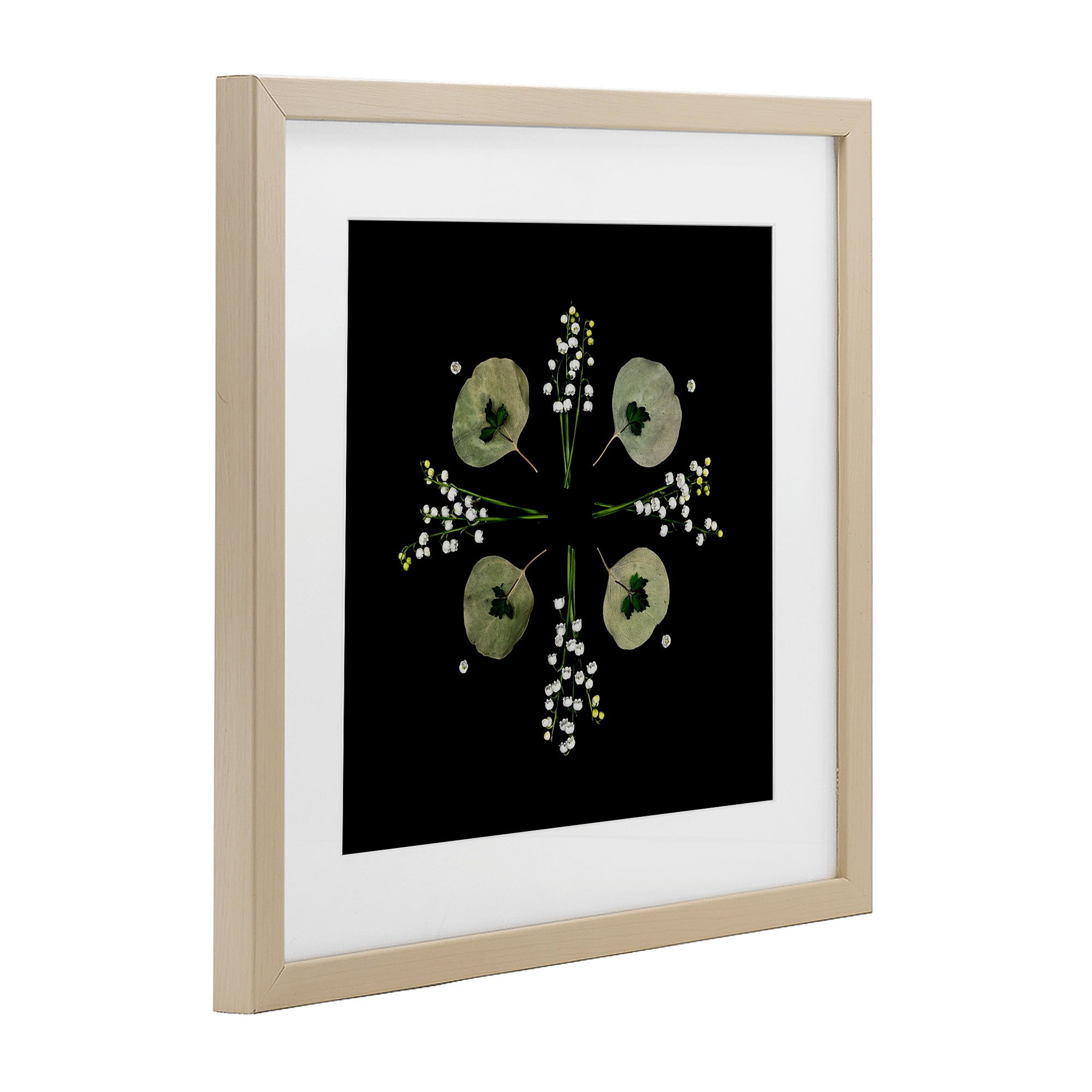 Stupell Industries Leaves & Wildflowers on Black Birch Framed Print Under Glass, design by Beth Adoette
